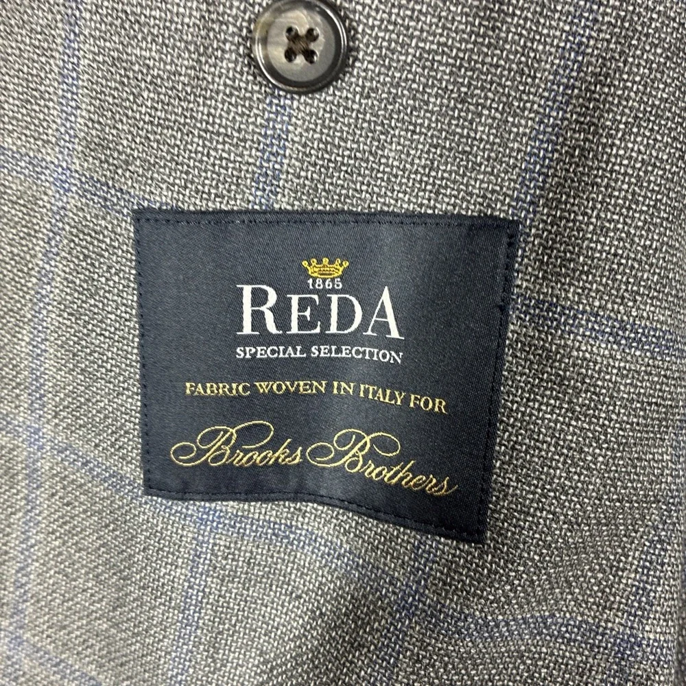Brooks Brothers Regent Sit Jacket Unstructure 44R Gray Windowpane Reda Wool FLAW